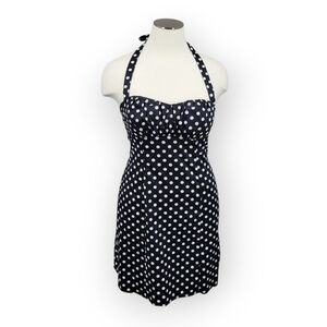 K Studio Y2K Black with White Polka Dots Halter Dress Rockabilly Pinup